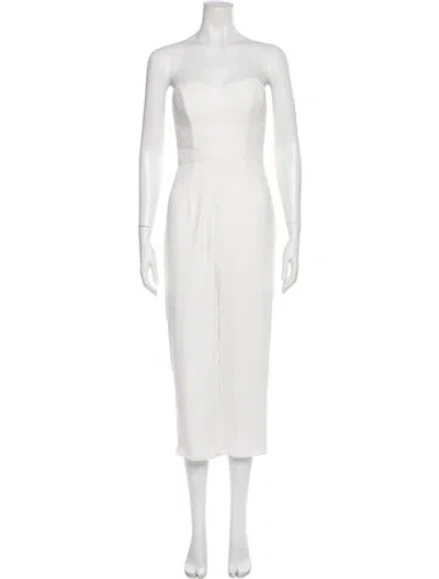 Pre-owned Fame & Partners Strapless Jumpsuit In White