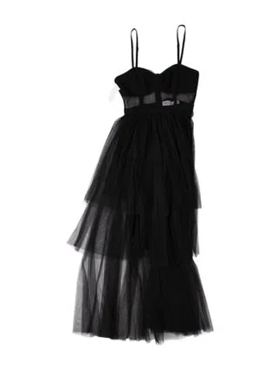 Pre-owned Fame & Partners Strapless Long Dress In Black