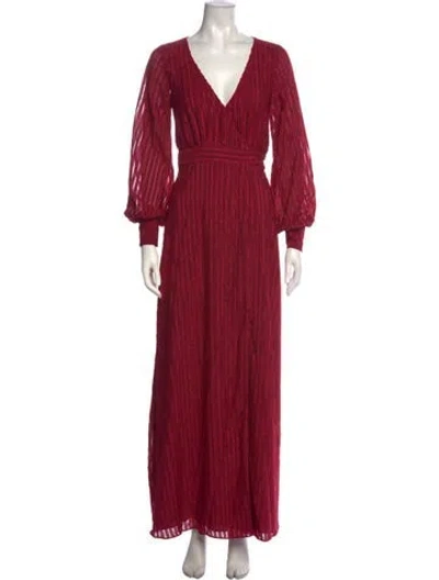 Pre-owned Fame & Partners Striped Long Dress In Red