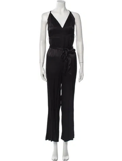 Pre-owned Fame & Partners V-neck Jumpsuit In Black