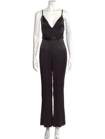 Pre-owned Fame & Partners V-neck Jumpsuit In Black