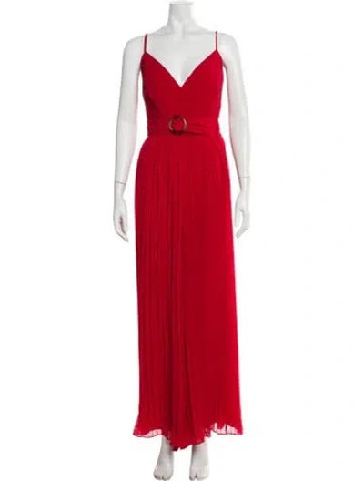 Pre-owned Fame & Partners V-neck Jumpsuit In Red