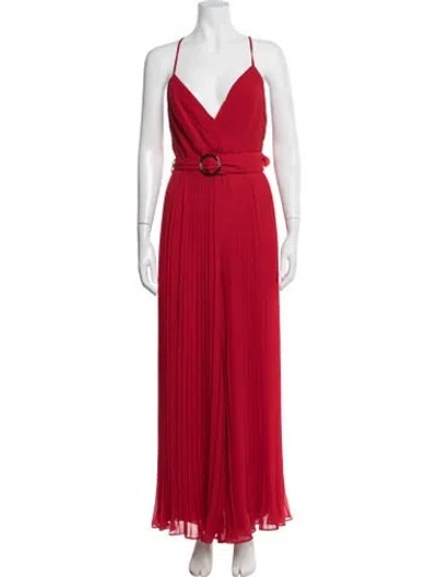 Pre-owned Fame & Partners V-neck Jumpsuit In Red