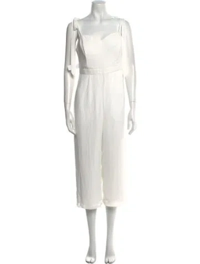 Pre-owned Fame & Partners V-neck Jumpsuit W/ Tags In White