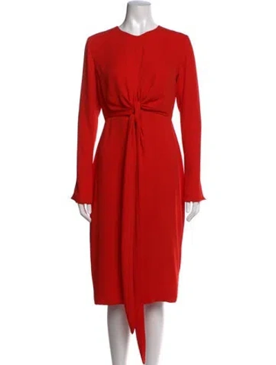 Pre-owned Fame & Partners V-neck Knee-length Dress In Orange