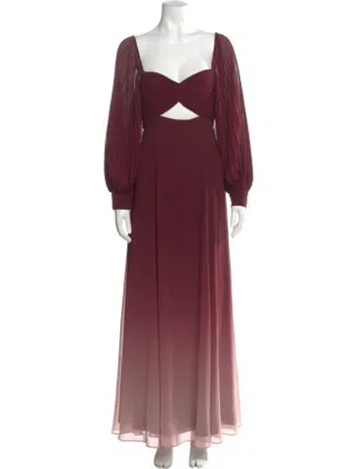 Pre-owned Fame & Partners V-neck Long Dress In Burgundy