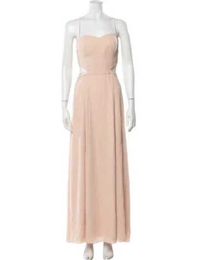 Pre-owned Fame & Partners V-neck Long Dress In Pink