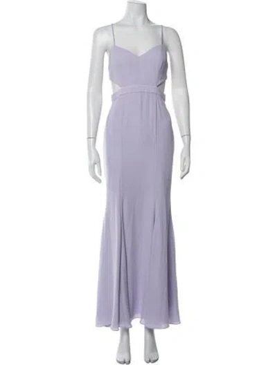 Pre-owned Fame & Partners V-neck Long Dress In Purple