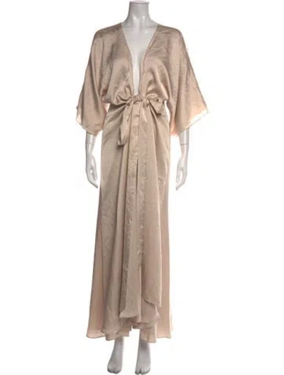 Pre-owned Fame & Partners V-neck Long Dress W/ Tags In Neutral