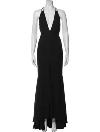 Pre-owned Fame & Partners V-neck Midi Length Dress In Black