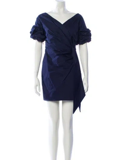 Pre-owned Fame & Partners V-neck Mini Dress In Blue