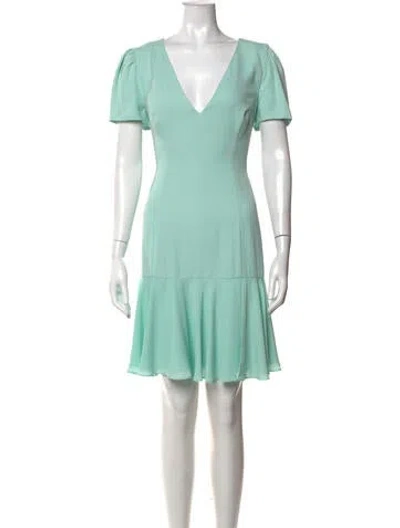 Pre-owned Fame & Partners V-neck Mini Dress In Green