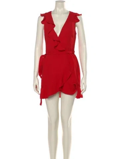 Pre-owned Fame & Partners V-neck Mini Dress In Red