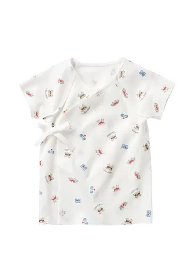 Familiar Babies' Animal-print Wrap-style T-shirt In White