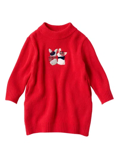 Familiar Kids' Appliquéd Wool-blend Jumper In Red