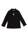 Familiar Bear-embroidered Mock-neck Jumper In Black