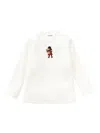 Familiar Bear-embroidered Ribbed Top In Neutrals