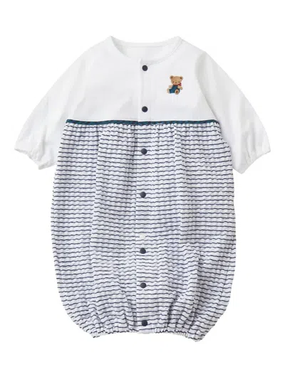 Familiar Babies' Bear-embroidered Romper In Blue