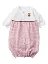 Familiar Bear-embroidered Striped Romper In Pink