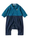 Familiar Check Embroidered Romper In Blue