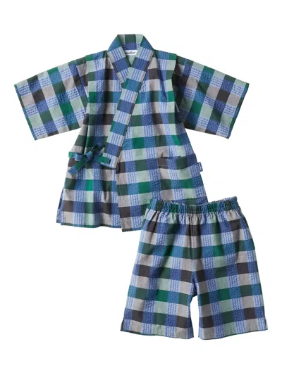 Familiar Babies' Checked Cotton Pyjamas Set In Blue