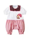 Familiar Checked-collar Bear-patch Shorties In White
