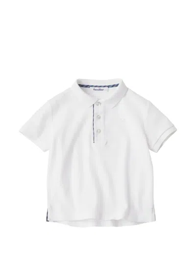 Familiar Kids' Check-trim Polo Shirt In White