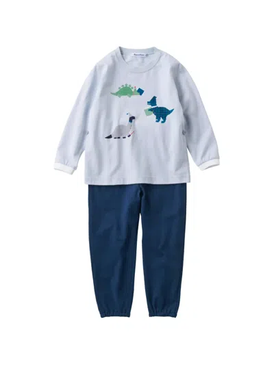 Familiar Kids' Dinosaur-motif Cotton Pajamas Set (set Of Two) In Blue