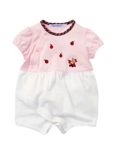 Familiar Babies' Embroidered Gingham-trim Shorties In Pink