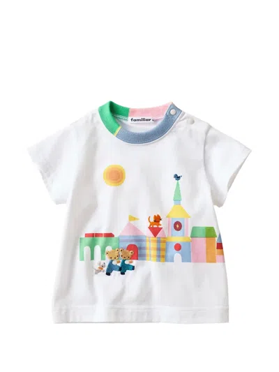 Familiar Kids' Embroidered Graphic-print T-shirt In White