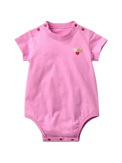 Familiar Babies' Embroidered Logo-print Bodysuit In Pink