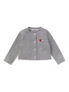 Familiar Embroidered Motif Cotton Cardigan In Grey