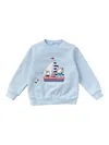 Familiar Embroidered Motif Cotton Sweater In Blue
