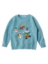 Familiar Embroidered-motif Wool Jumper In Blue