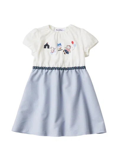 Familiar Kids' Embroidered Panelled Dress In Multi