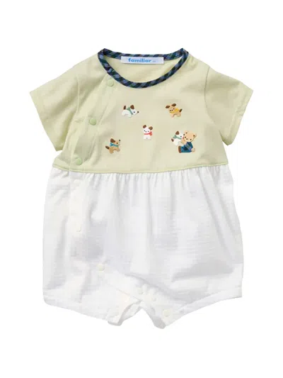 Familiar Babies' Embroidered Panelled Romper In Multi