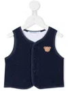 Familiar Embroidered-teddy Detail Vest In Blue