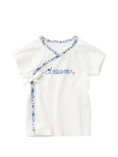 Familiar Babies' Embroidered Wrap-style Pajama In White
