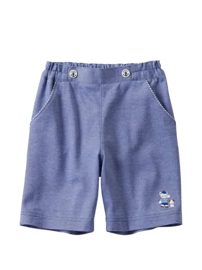 Familiar Kids' Embroidered-motif Cotton Shorts In Blue