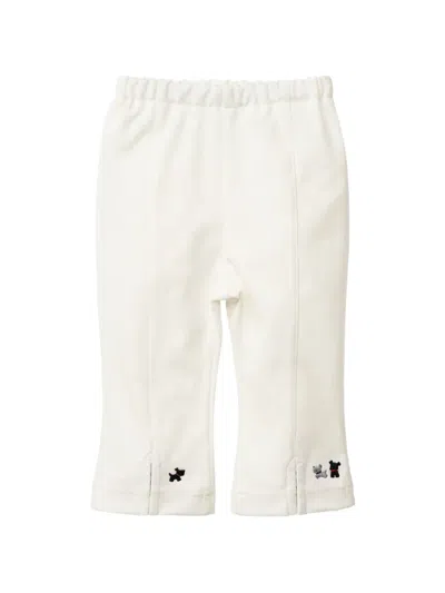 Familiar Kids' Embroidered-motif Elasticated-waist Trousers In White
