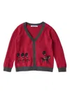 Familiar Fine Knit Cardigan In Red