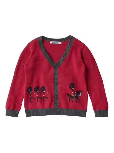 Familiar Kids' Fine Knit Cardigan In Red