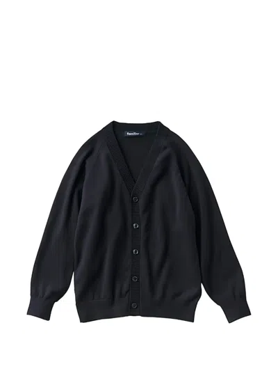 Familiar Kids' Fine-knit Raglan-sleeve Cardigan In Black