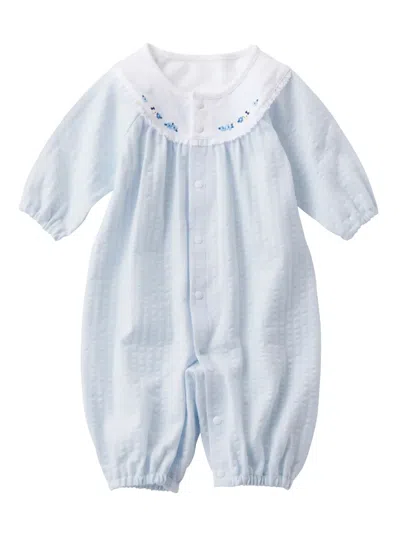 Familiar Babies' Floral-embroidery Cotton Romper In Blue