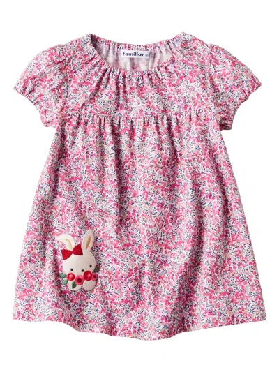 Familiar Babies' Floral-print Cotton Midi Dress In Pink