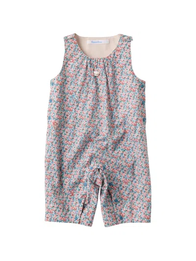 Familiar Babies' Floral-print Sleeveless Dungarees In Pink