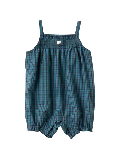Familiar Babies' Gingham-check Smocked Dungarees In Green