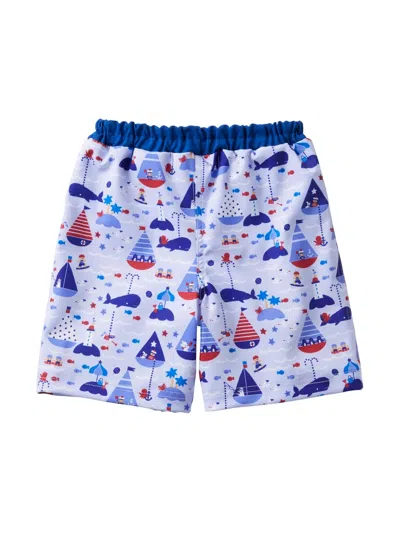 Familiar Kids' Graphic-print Elasticated-waistband Swim Shorts In White