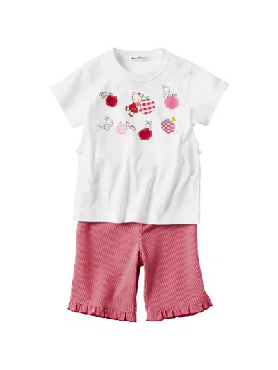 Familiar Kids' Graphic-print Ruffled Pajamas Set (set Of Two) In White