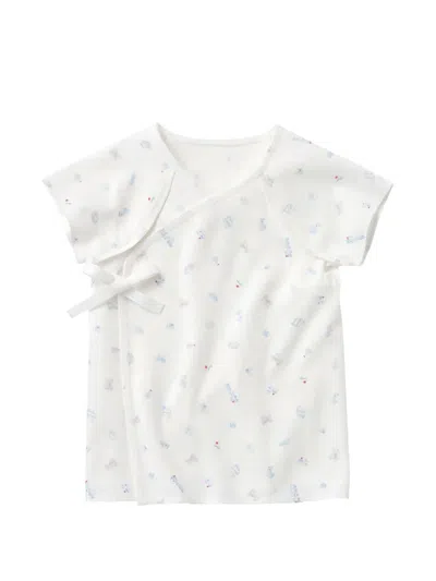 Familiar Babies' Graphic-print Wrap-style Pajama In White